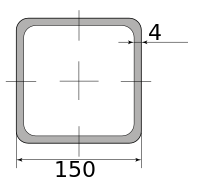 Трубы нерж. электросварные ЭСВ квадратные 150х4 имп шлиф, длина 6 м, марка AISI 304 (08Х18Н10)