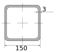 Трубы нерж. электросварные ЭСВ квадратные 150х3 имп шлиф, длина 6 м, марка AISI 304 (08Х18Н10)