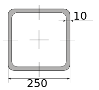 Трубы электросварные низколегир квадрат 250х250х10, длина 12 м