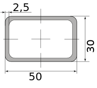 Труба профильная электросварная прямоугольная 50х30х2.5, длина 6 м 2.50
