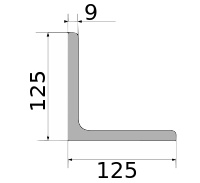 Уголок низколегир 125х125х9, длина 12 м, марка Ст09Г2С-15