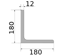 Уголок 180х180х12, длина 12 м, марка С355