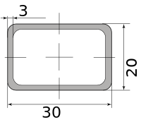 Труба профильная электросварная прямоугольная 30х20х3, длина 6 м 3.00