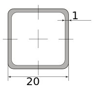 Трубы нерж. электросварные ЭСВ квадратные 20х1 имп шлиф, длина 6 м, марка AISI 304 (08Х18Н10)