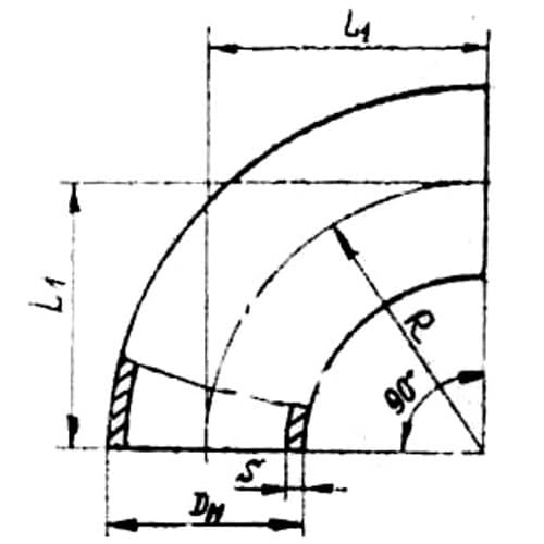 Фото отвод стальной бесшовный крутоизогнутый 90гр дн 76х4.0 (ду 65) под приварку гост 17375-2001 Отвод стальной бесшовный крутоизогнутый 90гр Дн 76х4.0 (Ду 65) под приварку ГОСТ 17375-2001