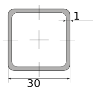 Трубы нерж. электросварные ЭСВ квадратные 30х1 имп шлиф, длина 6 м, марка AISI 201