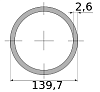 трубы нерж. электросварные эсв 139.7х2.6 имп матовая, длина 6 м, марка aisi 304 (08х18н10)