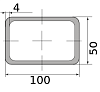 трубы нерж. электросварные эсв прямоугольные 100х50х4 матовая, длина 6 м, марка aisi 304 (08х18н10)