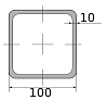 труба профильная электросварная квадратная 100х100х10, длина 12 м