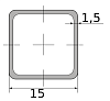трубы электросварные оцинкованная квадрат 15х15х1.5, длина 6 м