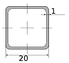 трубы нерж. электросварные эсв квадратные 20х1 имп шлиф, длина 6 м, марка aisi 430